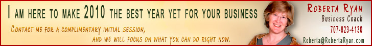 Roberta Ryan - Business Coach - Complementary Initial Session - Make 2010 the best year for your business yet!